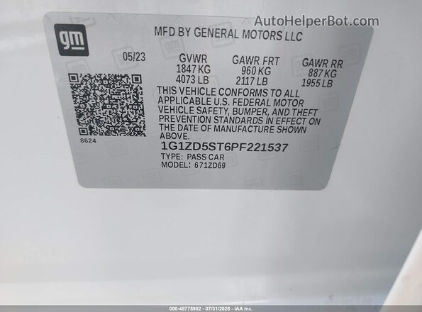 1G1ZD5ST6PF221537 2023 CHEVROLET MALIBU White Vista del compartimento del motor