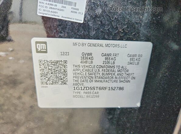 1G1ZD5ST6RF152786 2024 CHEVROLET MALIBU Черный Вид подкапотного пространства