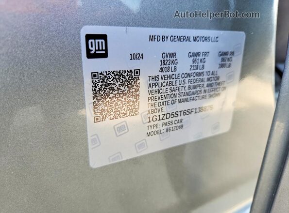 1G1ZD5ST6SF138876 2025 CHEVROLET MALIBU Gray VIN sticker view