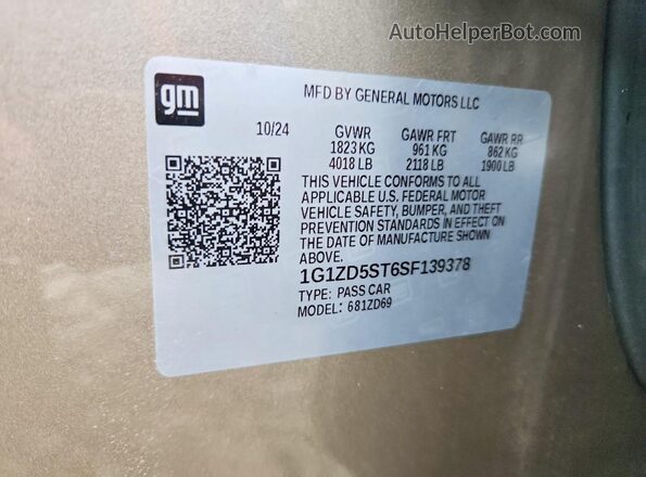 1G1ZD5ST6SF139378 2025 CHEVROLET MALIBU Бежевый Вид подкапотного пространства