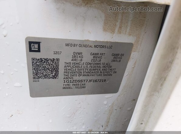 1G1ZD5ST7JF167219 2018 CHEVROLET MALIBU Белый Вид подкапотного пространства