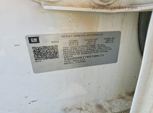 1G1ZD5ST7KF189173 2019 CHEVROLET MALIBU Белый Вид подкапотного пространства