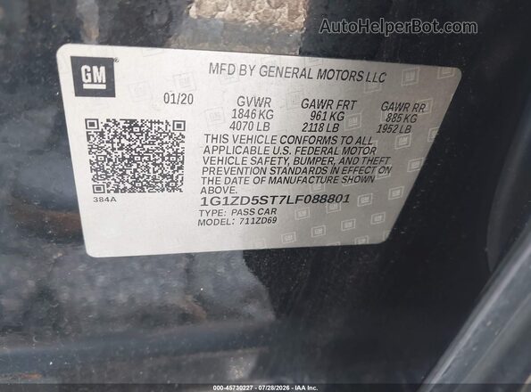 1G1ZD5ST7LF088801 2020 CHEVROLET MALIBU Black Вид підкапотного простору