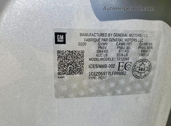 1G1ZD5ST7LF098082 2020 CHEVROLET MALIBU Silver Вид підкапотного простору