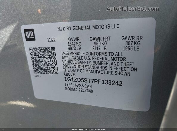 1G1ZD5ST7PF133242 2023 CHEVROLET MALIBU Gray Widok komory silnika