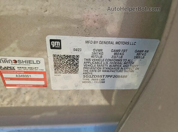 1G1ZD5ST7PF205489 2023 CHEVROLET MALIBU Серебряный Вид подкапотного пространства