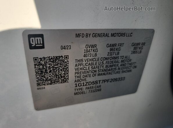 1G1ZD5ST7PF209333 2023 CHEVROLET MALIBU White Вид підкапотного простору