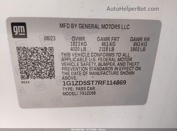 1G1ZD5ST7RF114869 2024 CHEVROLET MALIBU White Vista del compartimento del motor
