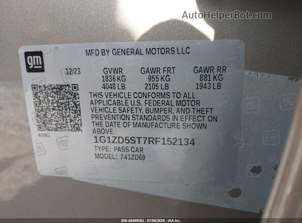 1G1ZD5ST7RF152134 2024 CHEVROLET MALIBU Коричневый Вид подкапотного пространства