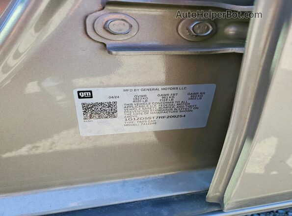 1G1ZD5ST7RF209254 2024 CHEVROLET MALIBU Золотой Вид наклейки с VIN-кодом