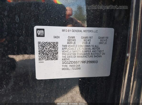 1G1ZD5ST7RF209903 2024 CHEVROLET MALIBU Black Widok komory silnika