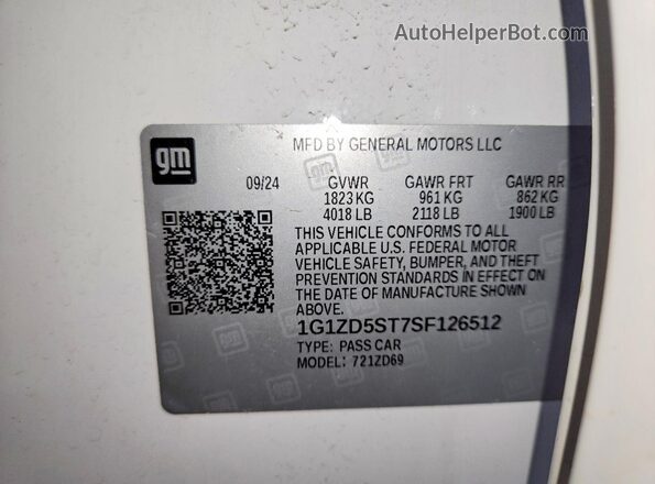 1G1ZD5ST7SF126512 2025 CHEVROLET MALIBU Белый Вид подкапотного пространства