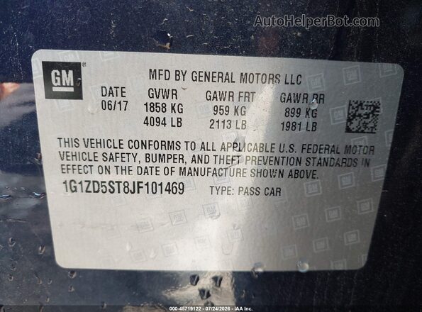 1G1ZD5ST8JF101469 2018 CHEVROLET MALIBU Dark Blue Engine compartment view