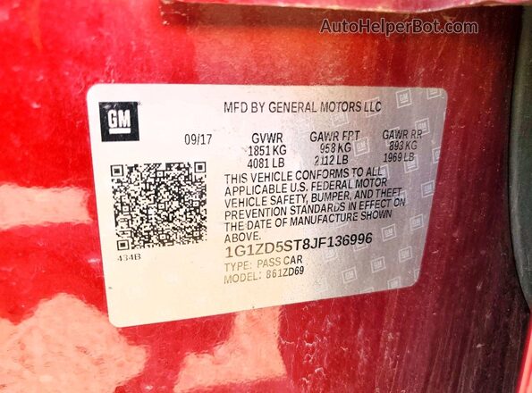 1G1ZD5ST8JF136996 2018 CHEVROLET MALIBU Burgundy Vista del compartimento del motor