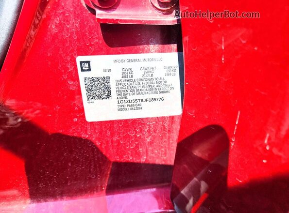 1G1ZD5ST8JF185776 2018 CHEVROLET MALIBU Burgundy Շարժիչի բաժամունքի տեսք