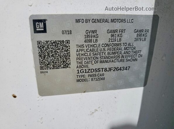 1G1ZD5ST8JF264347 2018 CHEVROLET MALIBU White Widok komory silnika