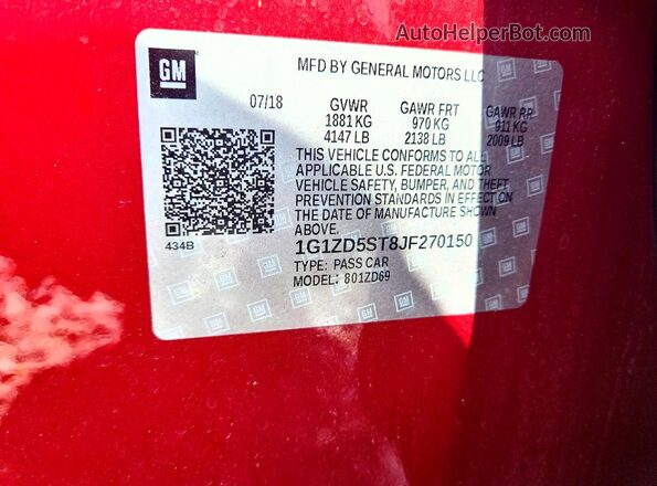 1G1ZD5ST8JF270150 2018 CHEVROLET MALIBU Красный Вид подкапотного пространства