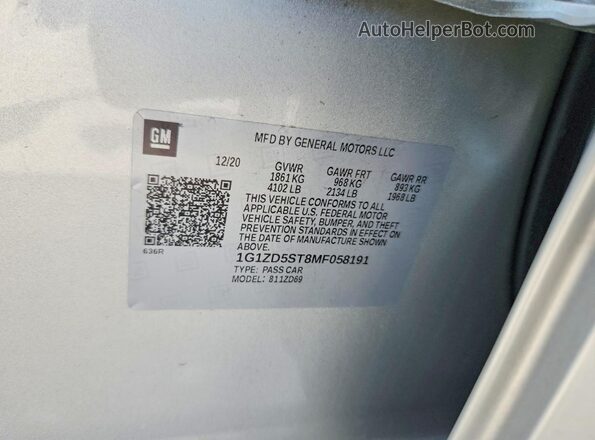 1G1ZD5ST8MF058191 2021 CHEVROLET MALIBU Silver Widok komory silnika