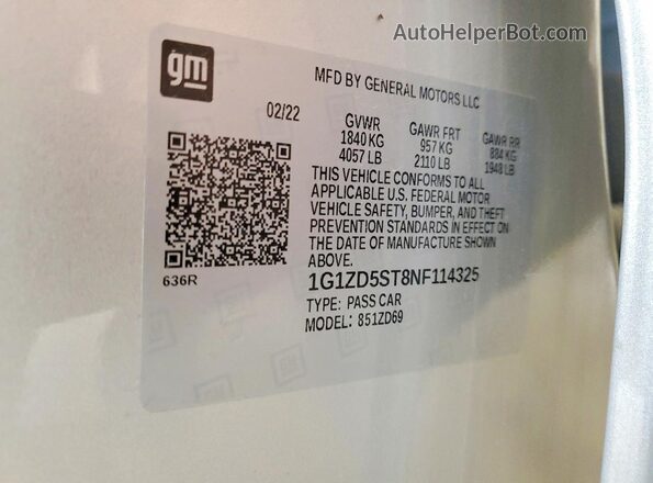 1G1ZD5ST8NF114325 2022 CHEVROLET MALIBU Silver Widok komory silnika