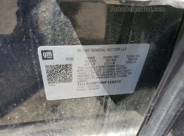 1G1ZD5ST8NF118259 2022 CHEVROLET MALIBU Black Widok komory silnika