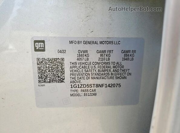 1G1ZD5ST8NF142075 2022 CHEVROLET MALIBU Silver ძრავის განყოფილების ხედი
