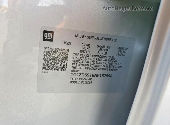 1G1ZD5ST8NF162990 2022 CHEVROLET MALIBU Silver Engine compartment view