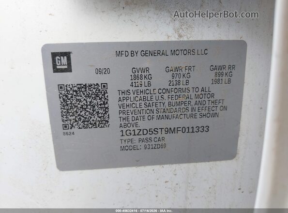 1G1ZD5ST9MF011333 2021 CHEVROLET MALIBU White Widok komory silnika
