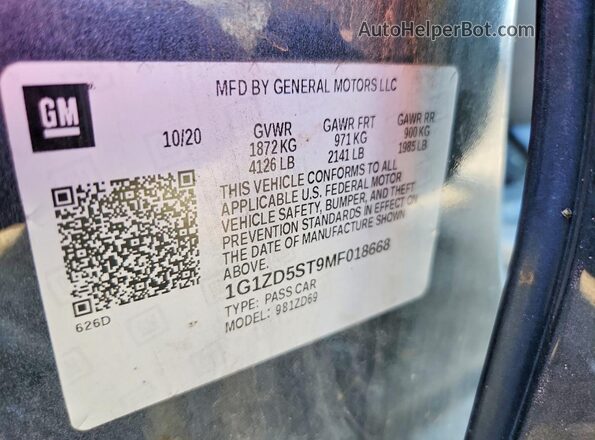 1G1ZD5ST9MF018668 2021 CHEVROLET MALIBU Синий Вид подкапотного пространства