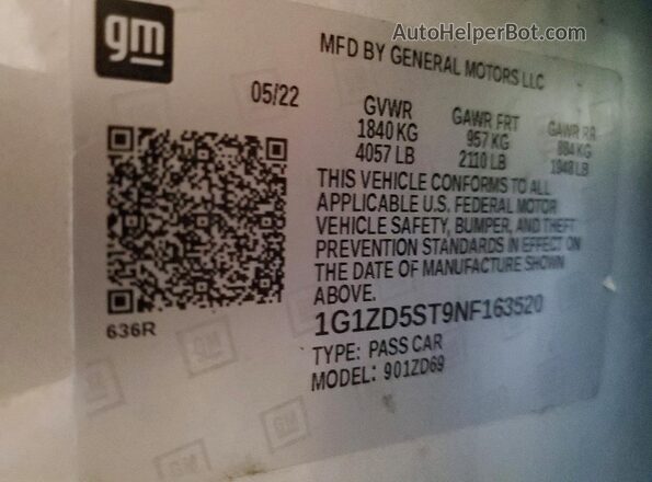 1G1ZD5ST9NF163520 2022 CHEVROLET MALIBU Silver Շարժիչի բաժամունքի տեսք