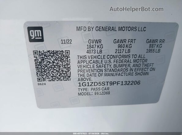 1G1ZD5ST9PF132206 2023 CHEVROLET MALIBU Белый Вид подкапотного пространства