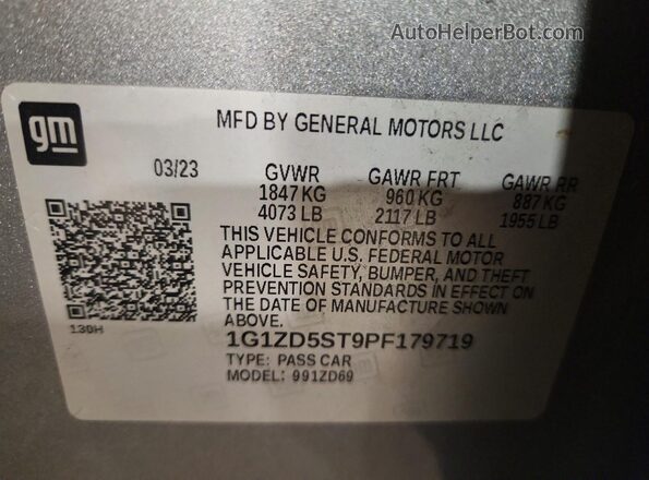 1G1ZD5ST9PF179719 2023 CHEVROLET MALIBU Gray ძრავის განყოფილების ხედი