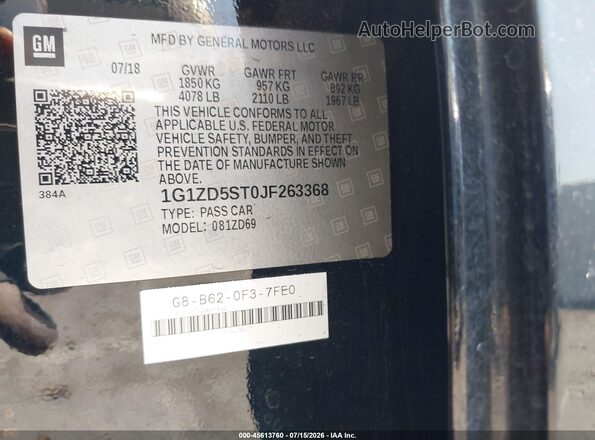 1G1ZD5STOJF263368 2018 CHEVROLET MALIBU Black Engine compartment view