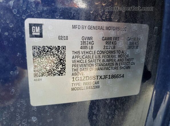 1G1ZD5STXJF186654 2018 CHEVROLET MALIBU Blue Շարժիչի բաժամունքի տեսք