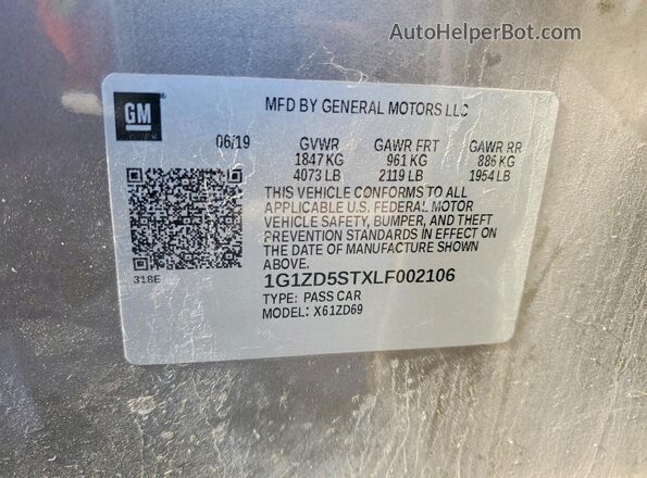 1G1ZD5STXLF002106 2020 CHEVROLET MALIBU Коричневый Вид наклейки с VIN-кодом