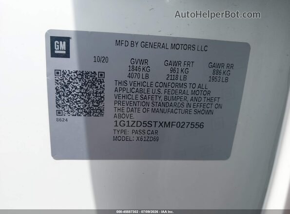 1G1ZD5STXMF027556 2021 CHEVROLET MALIBU Белый Вид подкапотного пространства