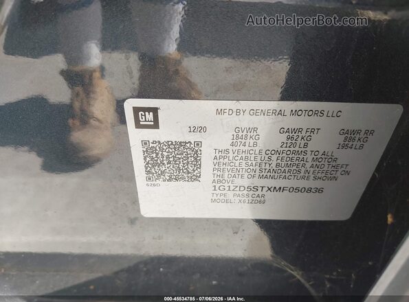 1G1ZD5STXMF050836 2021 CHEVROLET MALIBU Blue Widok komory silnika
