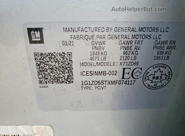 1G1ZD5STXMF074117 2021 CHEVROLET MALIBU Silver Engine compartment view