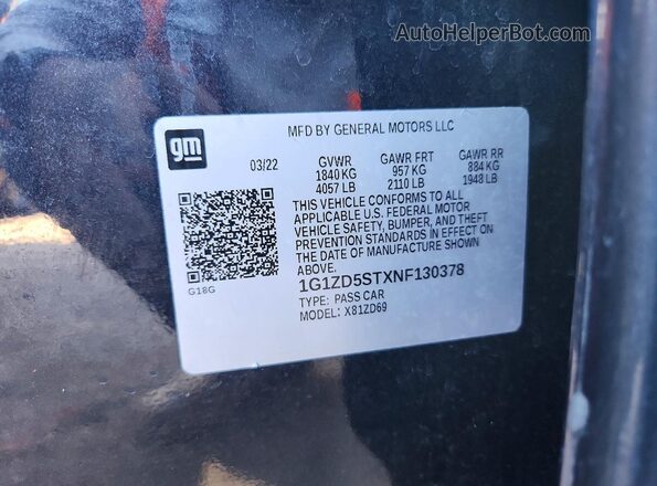 1G1ZD5STXNF130378 2022 CHEVROLET MALIBU Black ძრავის განყოფილების ხედი