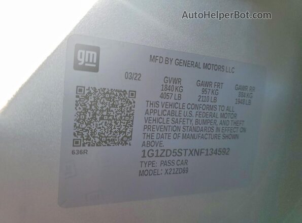1G1ZD5STXNF134592 2022 CHEVROLET MALIBU Silver Widok komory silnika