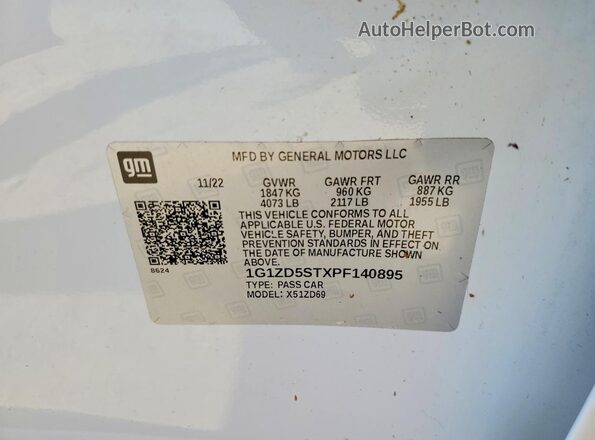 1G1ZD5STXPF140895 2023 CHEVROLET MALIBU White VIN sticker view