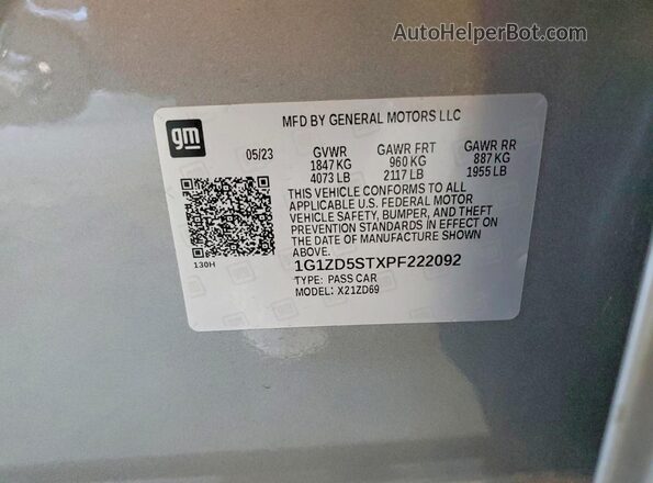 1G1ZD5STXPF222092 2023 CHEVROLET MALIBU Серый Вид подкапотного пространства