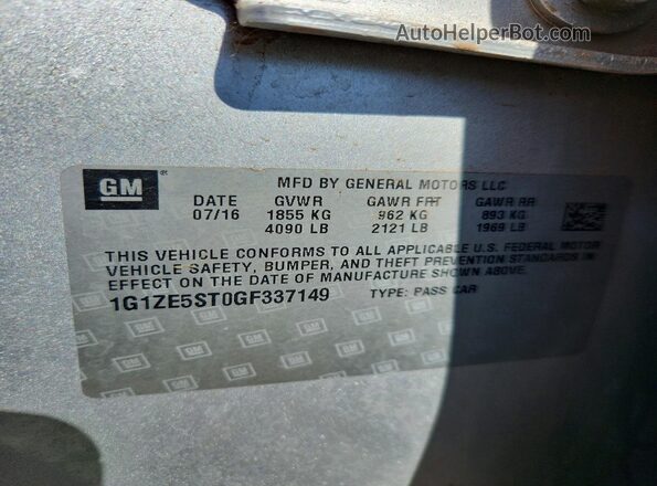 1G1ZE5ST0GF337149 2016 CHEVROLET MALIBU Серебряный Вид подкапотного пространства