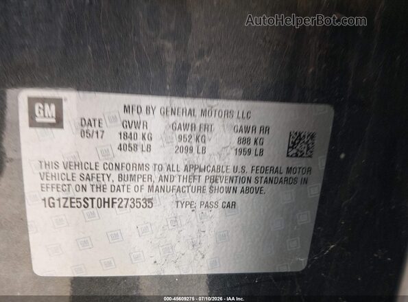 1G1ZE5ST0HF273535 2017 CHEVROLET MALIBU Бежевый Вид подкапотного пространства