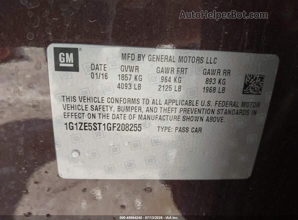 1G1ZE5ST1GF208255 2016 CHEVROLET MALIBU Brown Շարժիչի բաժամունքի տեսք