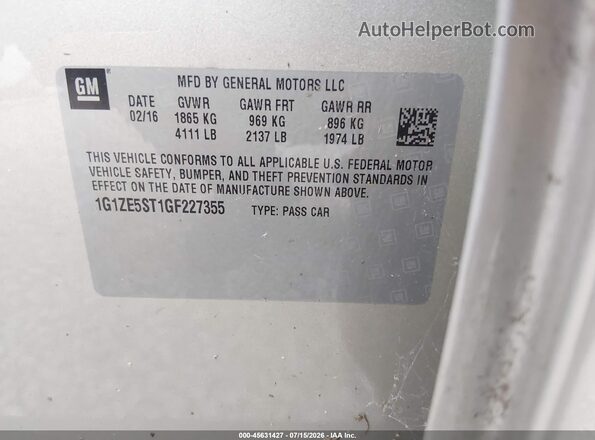 1G1ZE5ST1GF227355 2016 CHEVROLET MALIBU Gold Engine compartment view