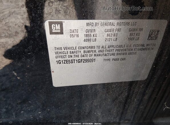 1G1ZE5ST1GF299091 2016 CHEVROLET MALIBU Black Widok komory silnika