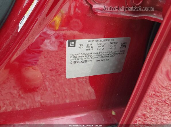 1G1ZE5ST2GF221922 2016 CHEVROLET MALIBU Red Շարժիչի բաժամունքի տեսք