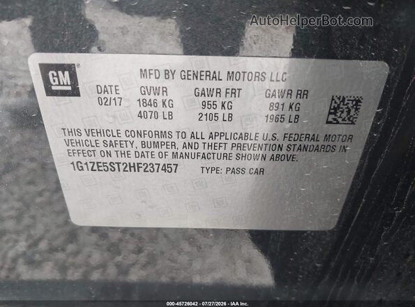 1G1ZE5ST2HF237457 2017 CHEVROLET MALIBU Black Вид підкапотного простору
