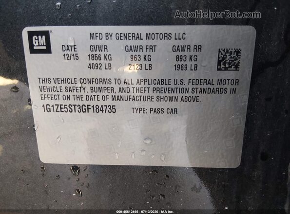 1G1ZE5ST3GF184735 2016 CHEVROLET MALIBU Black Вид підкапотного простору