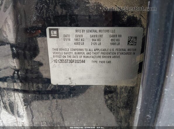 1G1ZE5ST3GF202344 2016 CHEVROLET MALIBU Черный Вид подкапотного пространства